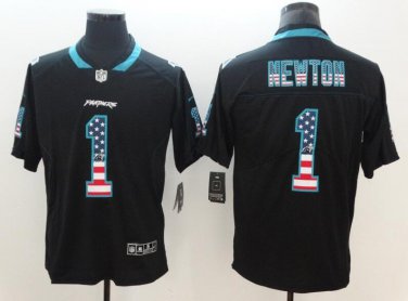 Cam Newton #1 Carolina Panthers Limited Player Jersey Men's Black National Flag