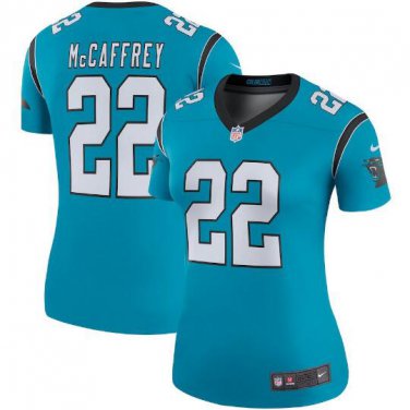 Christian McCaffrey #22 Carolina Panthers Game Player Jersey Women's Blue