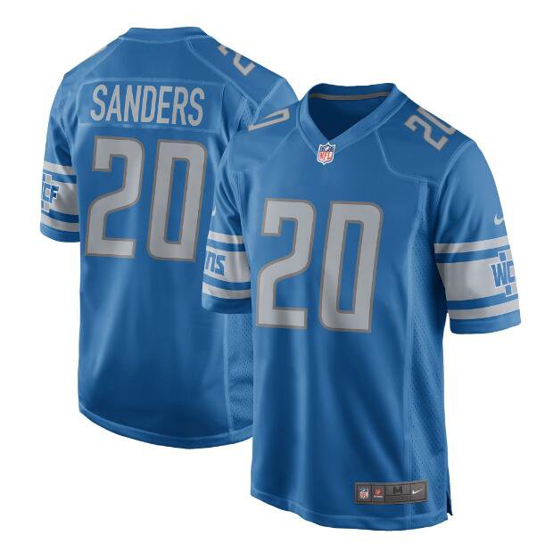 Barry Sanders #20 Detroit Lions Game Player Jersey Men's Blue