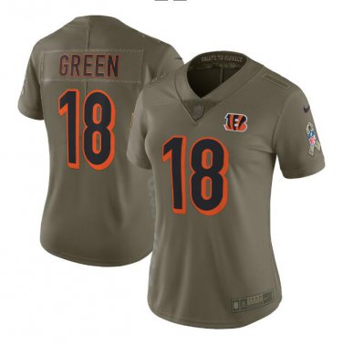 A.J. Green #18 Cincinnati Bengals Salute to Service Limited Player Jersey Women's Olive