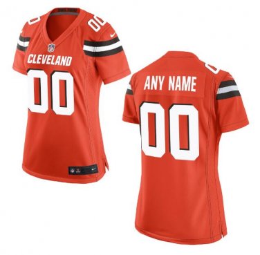 Custom Cleveland Browns Game Player Jersey Women's Orange