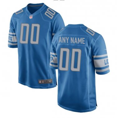 Custom Detroit Lions Game Player Jersey Men's Blue