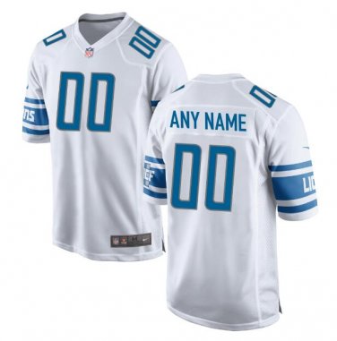 Custom Detroit Lions Game Player Jersey Men's White