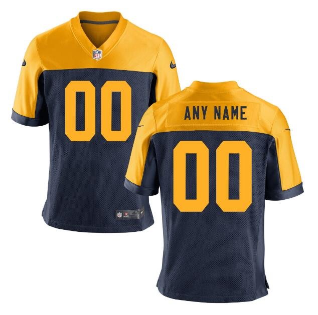 Custom Green Bay Packers Game Player Jersey Men's Navy