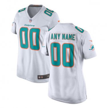 Custom Miami Dolphins Game Player Jersey Women's White