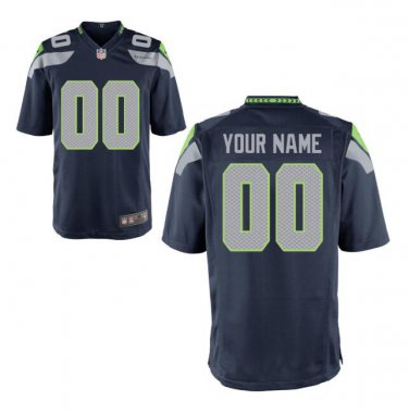Custom Seattle Seahawks Game Player Jersey Men's Navy