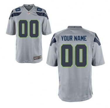 Custom Seattle Seahawks Game Player Jersey Men's Gray