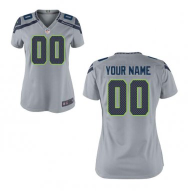 Custom Seattle Seahawks Game Player Jersey Women's Gray