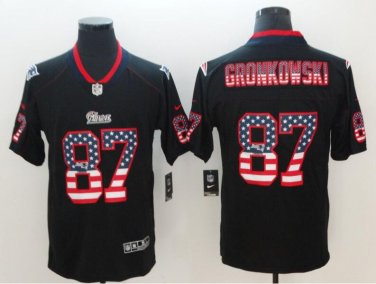 Rob Gronkowski #87 New England Patriots Limited Player Jersey Men's Black National Flag Size XXXL