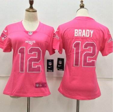 Tom Brady #12 New England Patriots Limited Player Jersey Women's Pink Size M