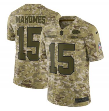 Patrick Mahomes #15 Kansas City Chiefs Salute to Service Limited Jersey Men's Camo Size S