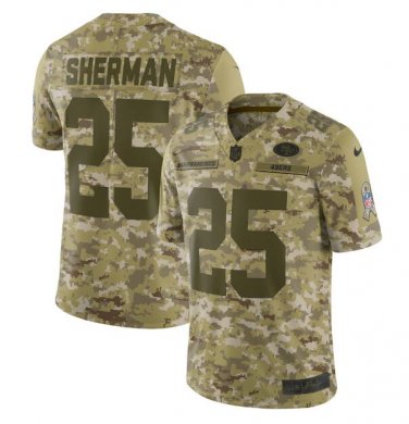 Richard Sherman #25 San Francisco 49ers Salute to Service Limited Jersey Men's Camo Size XL