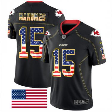 Patrick Mahomes #15 Kansas City Chiefs Limited Jersey Men's Black USA Flag Size M
