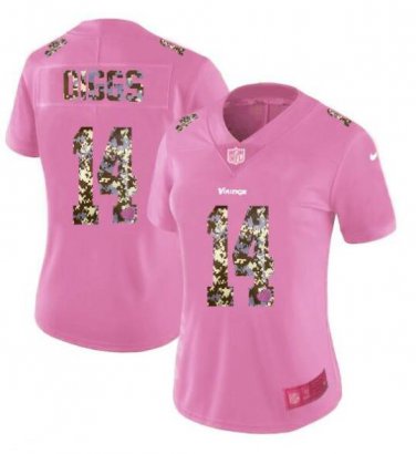 Stefon Diggs #14 Minnesota Vikings Limited Player Jersey Women's Pink Size XXL