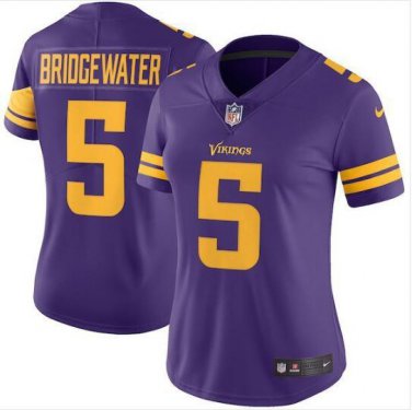 Teddy Bridgewater #5 Minnesota Vikings Color Rush Limited Player Jersey Women's Purple Size M