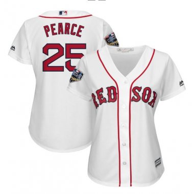 Steve Pearce #25 Boston Red Sox 2018 World Series Cool Base Player Women's Jersey White Size M