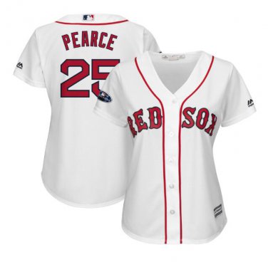Steve Pearce #25 Boston Red Sox 2018 Postseason Cool Base Player Women's Jersey White Size S