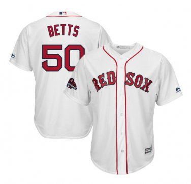 Mookie Betts #50 Boston Red Sox 2018 World Series Champions Player Men's Jersey White Size XL