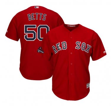 Mookie Betts #50 Boston Red Sox 2018 World Series Champions Player Men's Jersey Scarlet Size M