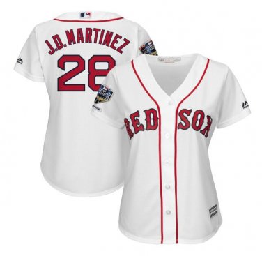 J.D. Martinez #28 Boston Red Sox 2018 World Series Champions Player Women's Jersey White Size S