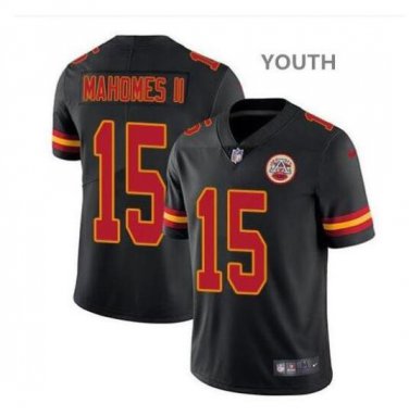 Patrick Mahomes II #15 Kansas City Chiefs Limited Player Jersey Youth Black Size XL