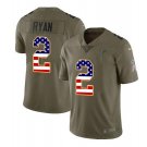 Matt Ryan #2 Atlanta Falcons Salute to Service Limited Player Jersey Men's Olive USA Flag