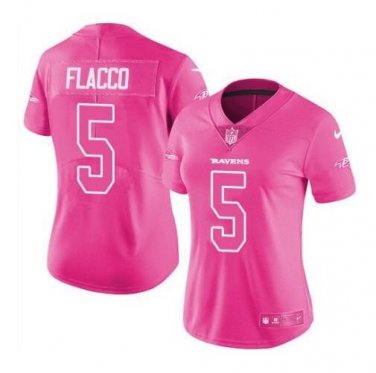 Joe Flacco #5 Baltimore Ravens Limited Player Jersey Women's Pink Size XXL