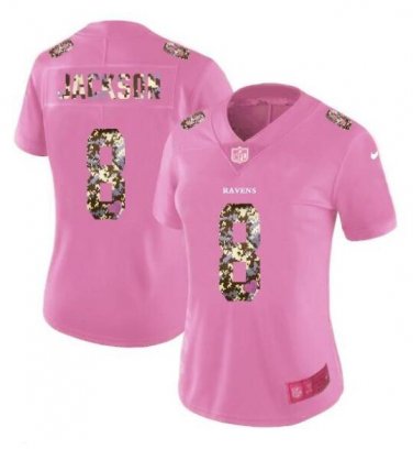 Lamar Jackson #8 Baltimore Ravens Limited Player Jersey Women's Pink Size L