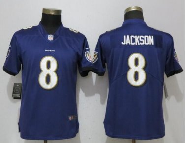 Lamar Jackson #8 Baltimore Ravens Limited Player Jersey Women's Purple Size S