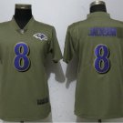 Lamar Jackson #8 Baltimore Ravens Salute to Service Limited Player Jersey Women's Olive Size M