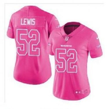 Ray Lewis #52 Baltimore Ravens Limited Player Jersey Women's Pink Size XXL