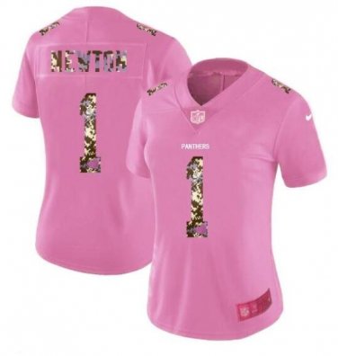 Cam Newton #1 Carolina Panthers Limited Player Jersey Women's Pink Size M