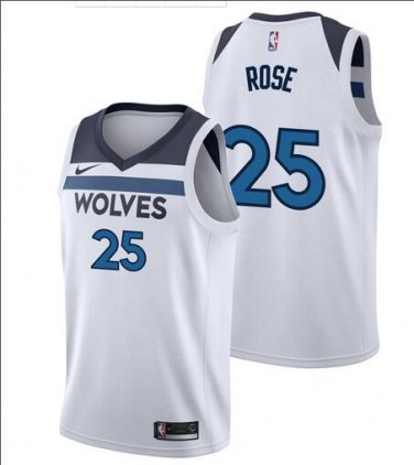 Derrick Rose #25 Minnesota Timberwolves Swingman Men's Jersey Association Edition White Size L