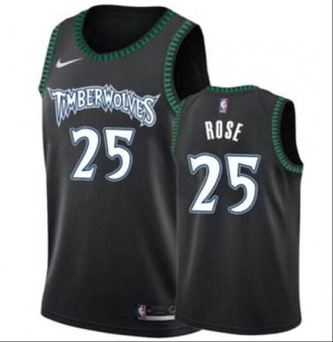 Derrick Rose #25 Minnesota Timberwolves Swingman Men's Jersey Association Edition Black Size XXL