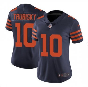 Mitchell Trubisky #10 Chicago Bears Throwback Limited Player Jersey Women's Navy Size S