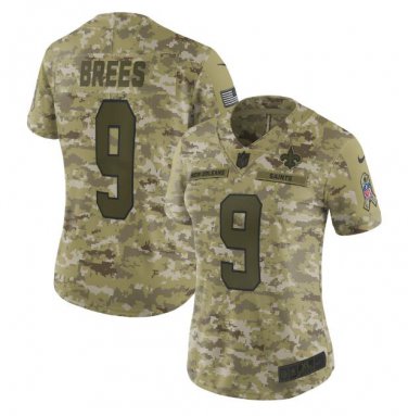 Drew Brees #9 New Orleans Saints Salute to Service Limited Player Jersey Women's Camo Size L