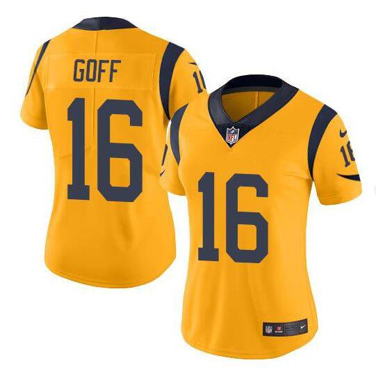 Jared Goff #16 Los Angeles Rams Limited Player Jersey Women's Gold Size XXL