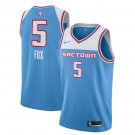De'Aaron Fox #5 Sacramento Kings 2018/19 Swingman Men's Jersey City Edition Blue Size L
