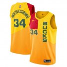 Giannis Antetokounmpo #34 Milwaukee Bucks 2018/19 Swingman Jersey City Edition Yellow Size L