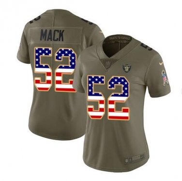 Khalil Mack #52 Oakland Raiders Limited Player Jersey Women's Olive Size S