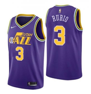 Ricky Rubio #3 Utah Jazz Swingman Player Men's Jersey Purple Size XL