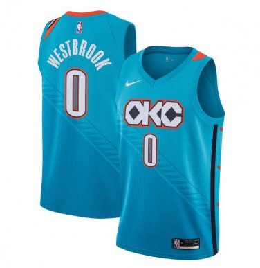 Russell Westbrook #0 Oklahoma City Thunder 2018/19 Swingman Jersey City Edition Turquoise Size XXL