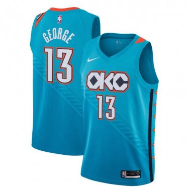 Paul George #13 Oklahoma City Thunder 2018/19 Swingman Men's Jersey City Edition Turquoise Size XL