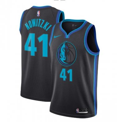 Dirk Nowitzki #41 Dallas Mavericks 2018/19 Swingman Men's Jersey City Edition Anthracite Size M