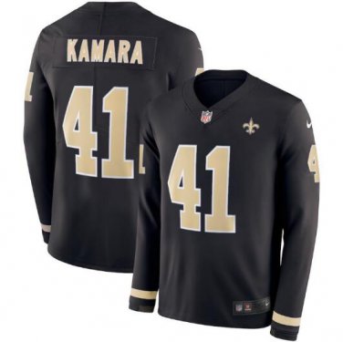 Alvin Kamara #41 New Orleans Saints Therma Long Sleeve Jersey Men's Black Size XXL