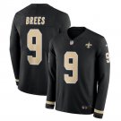 Drew Brees #9 New Orleans Saints Therma Long Sleeve Jersey Men's Black Size XXL