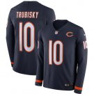 Mitchell Trubisky #10 Chicago Bears Therma Long Sleeve Jersey Men's Navy Size S