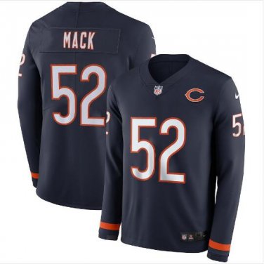 Khalil Mack #52 Chicago Bears Therma Long Sleeve Jersey Men's Navy Size L