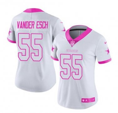 Leighton Vander Esch #55 Dallas Cowboys Limited Player Jersey Women's White pink Size L