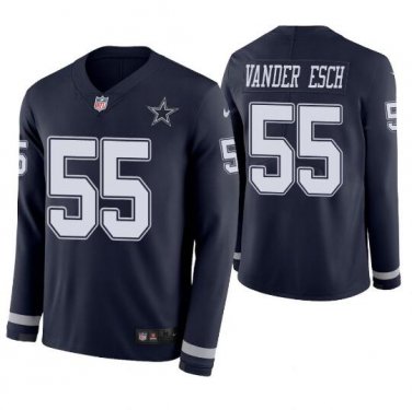 Leighton Vander Esch #55 Dallas Cowboys Therma Long Sleeve Player Jersey Men's Navy Size XXXL